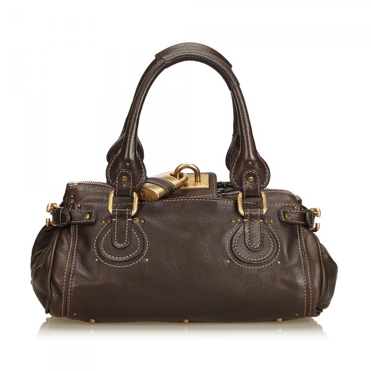 Pre Owned Chloe Dark Brown Leather Paddington Everyday Bag