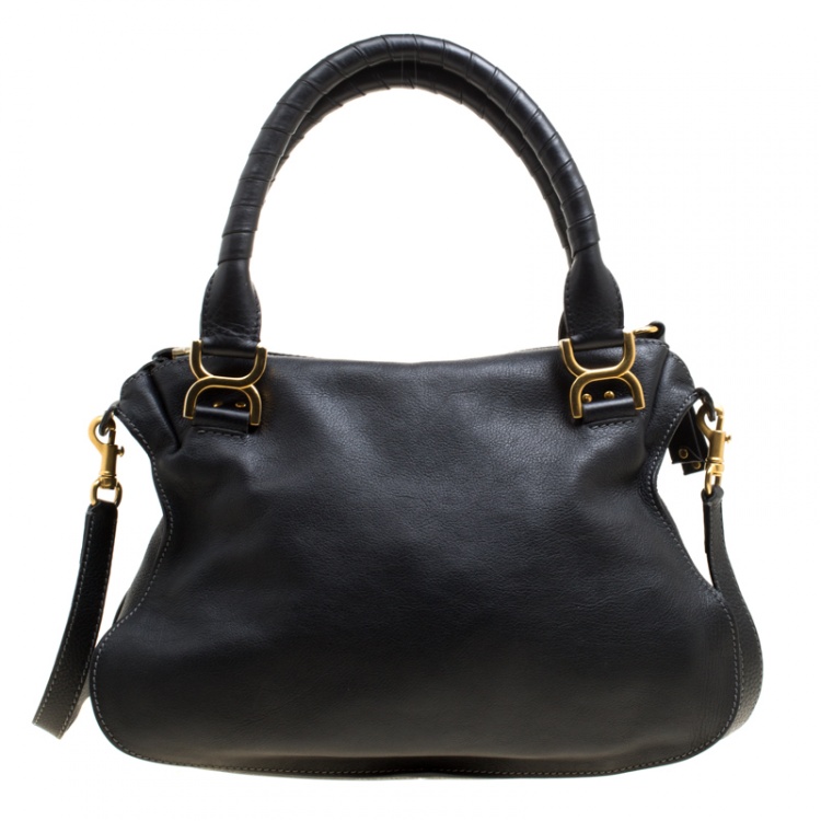 Pre Owned Chloe Black Leather Medium Marcie Top Handle Bag
