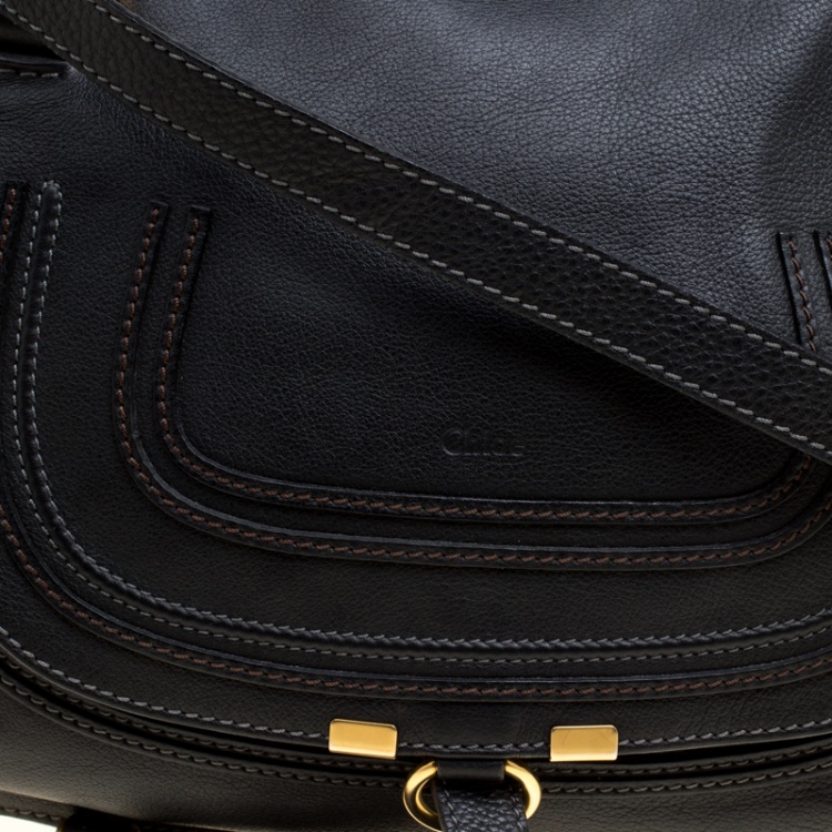 Pre Owned Chloe Black Leather Medium Marcie Top Handle Bag