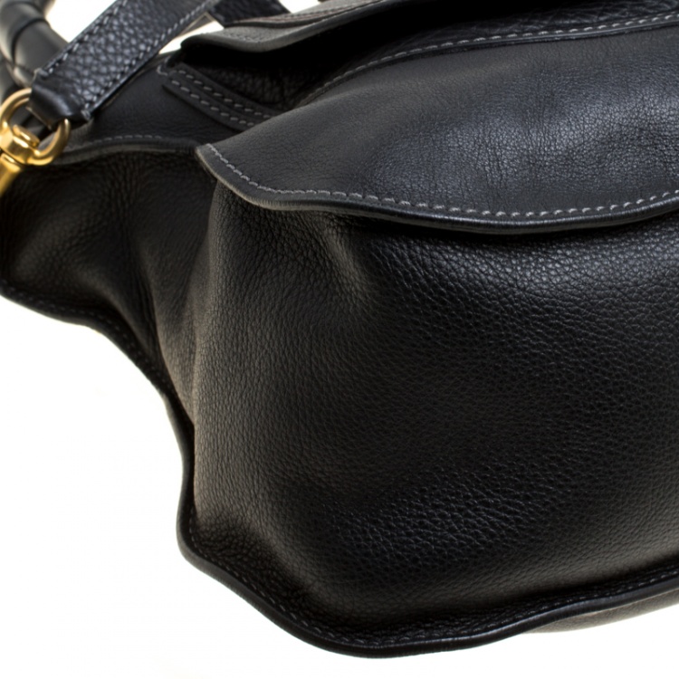Pre Owned Chloe Black Leather Medium Marcie Top Handle Bag