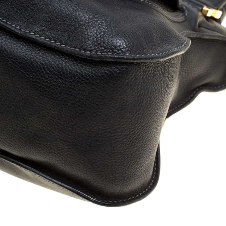Pre Owned Chloe Black Leather Medium Marcie Top Handle Bag