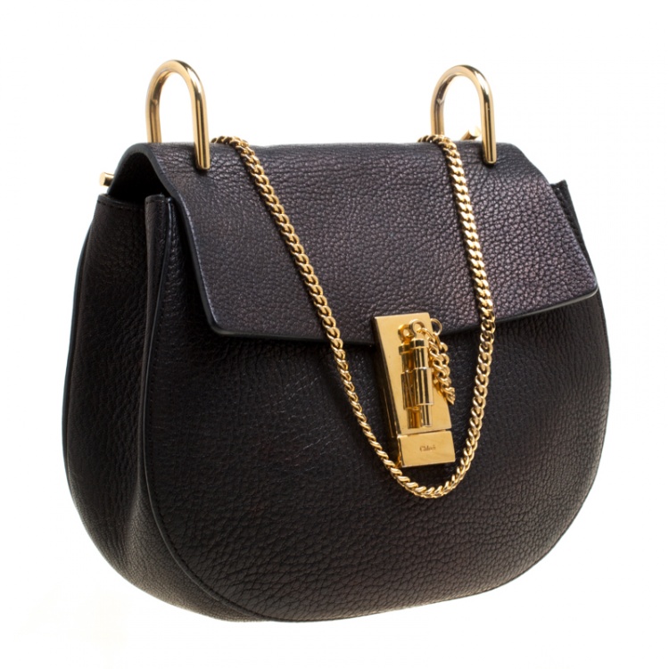 Pre Owned Chloe Black Leather Small Drew Shoulder Bag