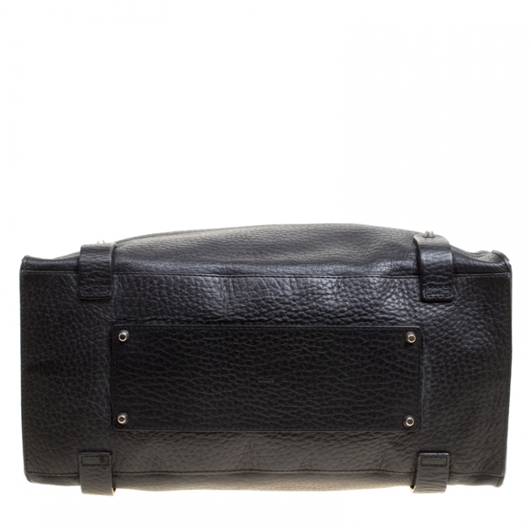 Pre Owned Chloe Black Leather Front Pocket Sally Tote