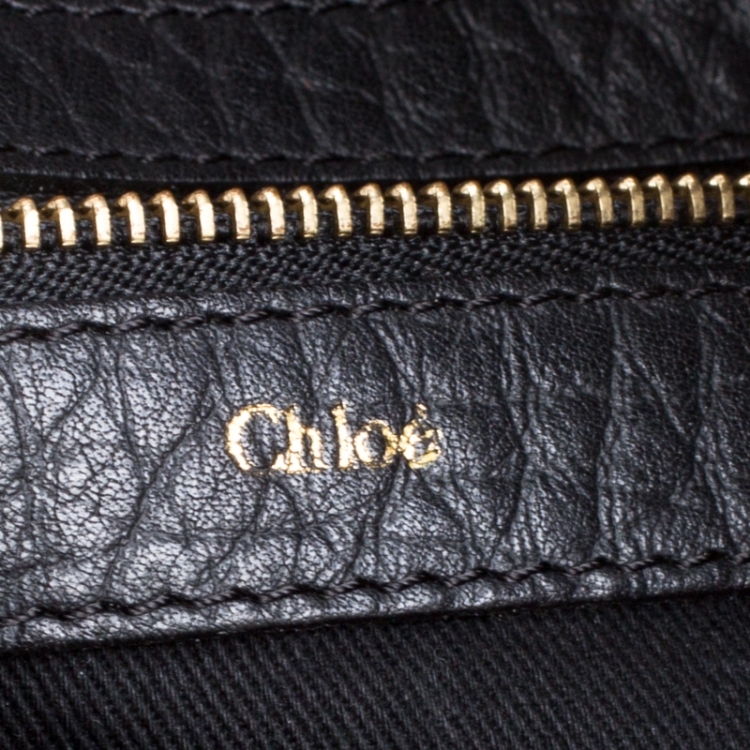 Pre Owned Chloe Black Leather Front Pocket Sally Tote