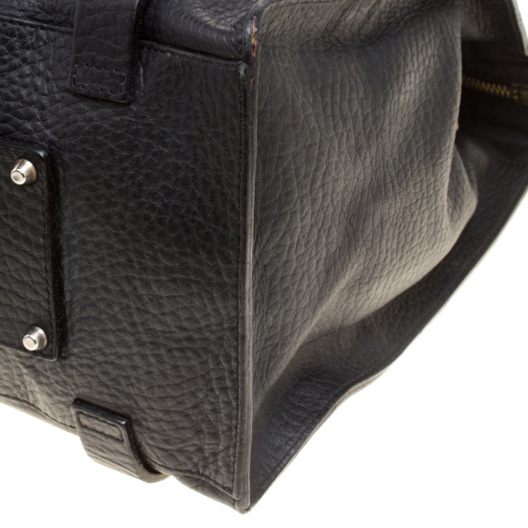 Pre Owned Chloe Black Leather Front Pocket Sally Tote