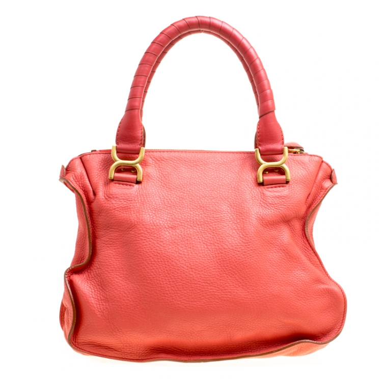 مملوكة مسبقًا Chloe Neon Orange Leather Medium Marcie Satchel