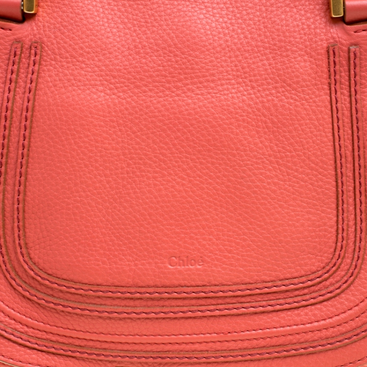 مملوكة مسبقًا Chloe Neon Orange Leather Medium Marcie Satchel