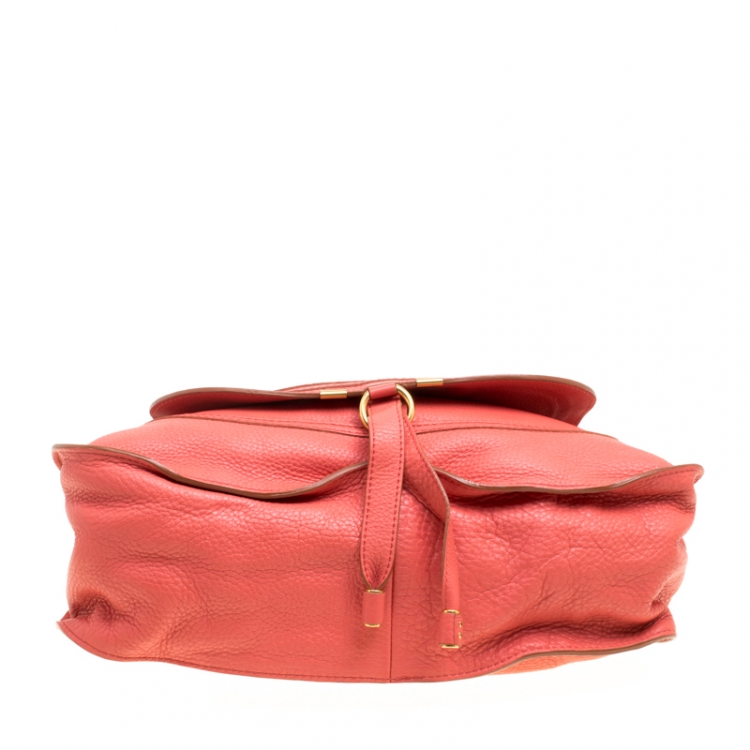 مملوكة مسبقًا Chloe Neon Orange Leather Medium Marcie Satchel