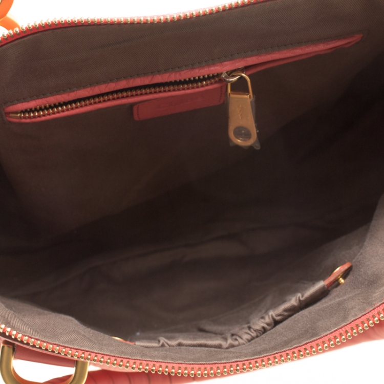 مملوكة مسبقًا Chloe Neon Orange Leather Medium Marcie Satchel