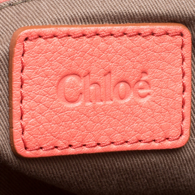 مملوكة مسبقًا Chloe Neon Orange Leather Medium Marcie Satchel