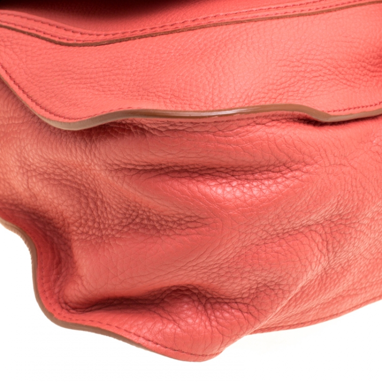 مملوكة مسبقًا Chloe Neon Orange Leather Medium Marcie Satchel