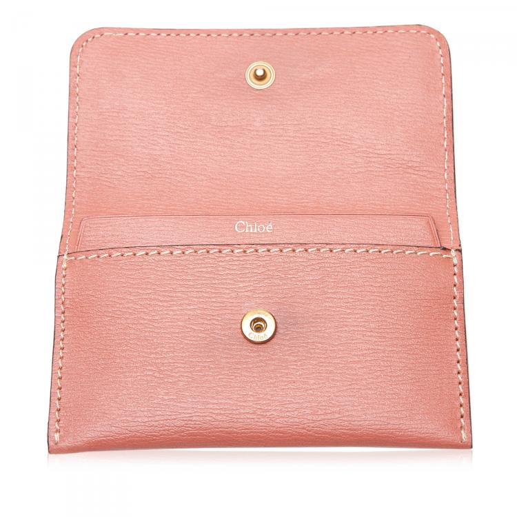 Pre Owned Chloe Pink Leather Card Holder