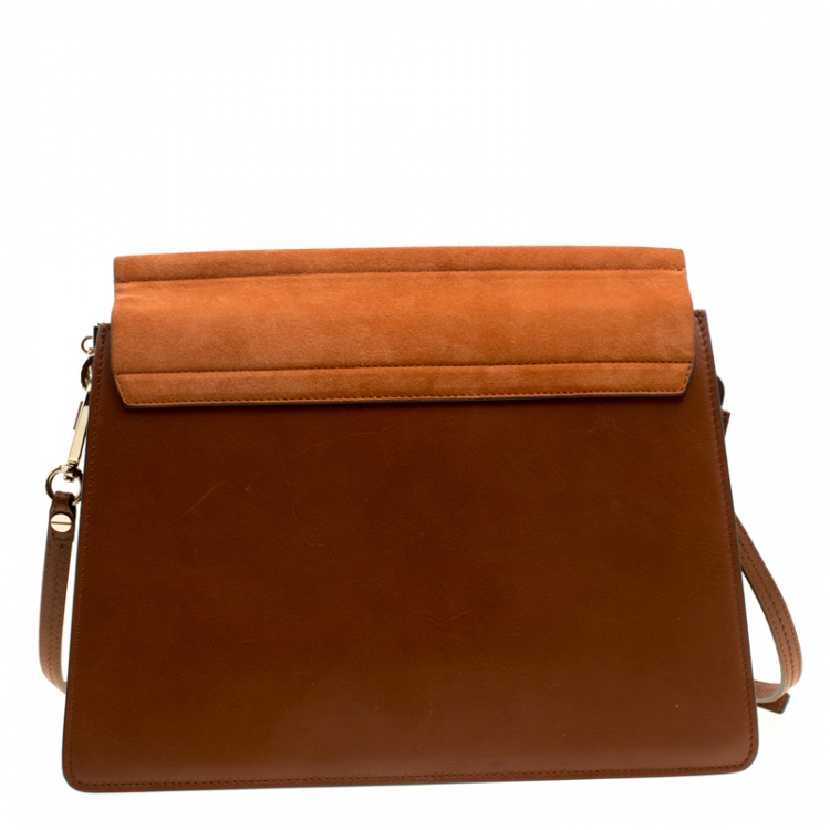 Pre Owned Chloe Brown/Orange Leather and Suede Faye Shoulder Bag