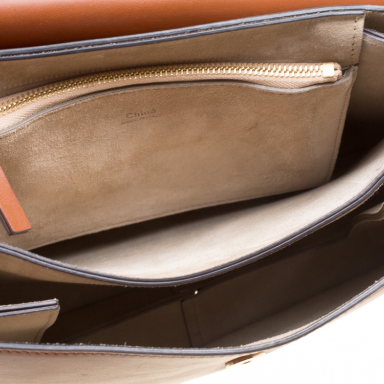 Pre Owned Chloe Brown/Orange Leather and Suede Faye Shoulder Bag