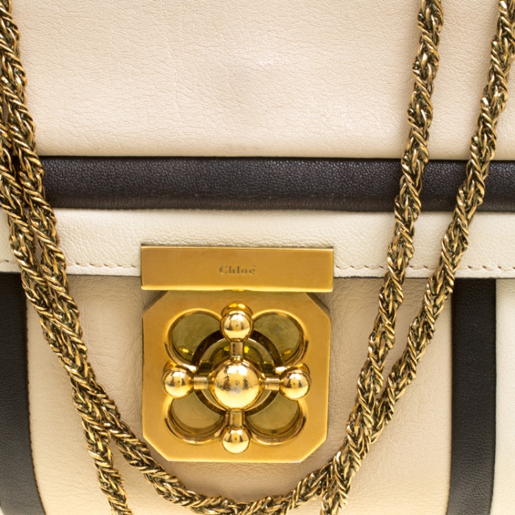 Pre Owned Chloe Tricolor Leather Medium Elsie Shoulder Bag