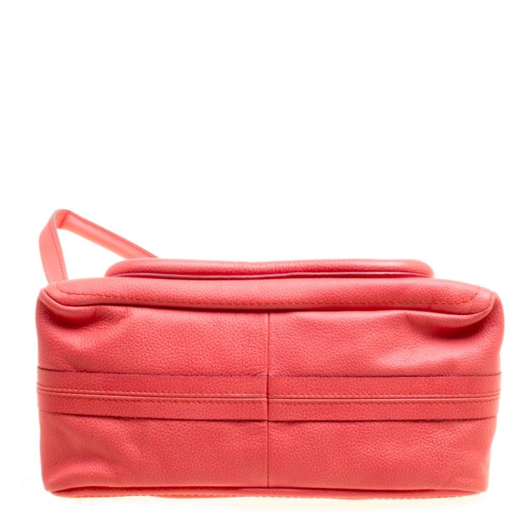 Pre Owned Chloe Coral Pink Leather Small Paraty Bag