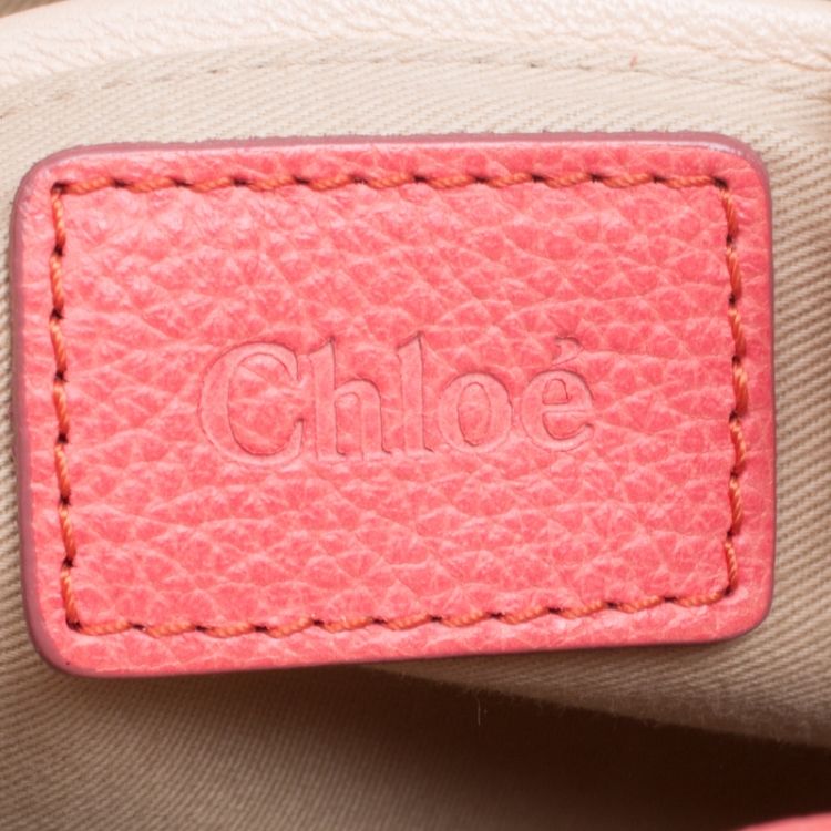 Pre Owned Chloe Coral Pink Leather Small Paraty Bag