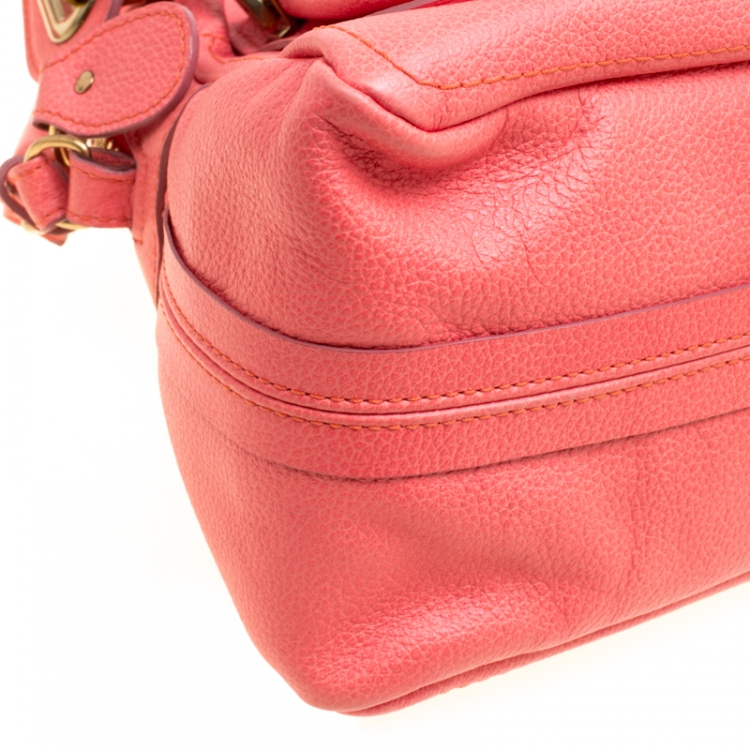 Pre Owned Chloe Coral Pink Leather Small Paraty Bag