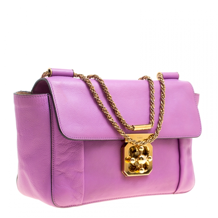 Pre Owned Chloe Purple Leather Medium Elsie Shoulder Bag