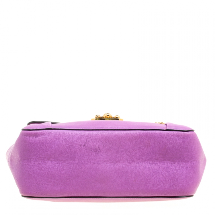 Pre Owned Chloe Purple Leather Medium Elsie Shoulder Bag