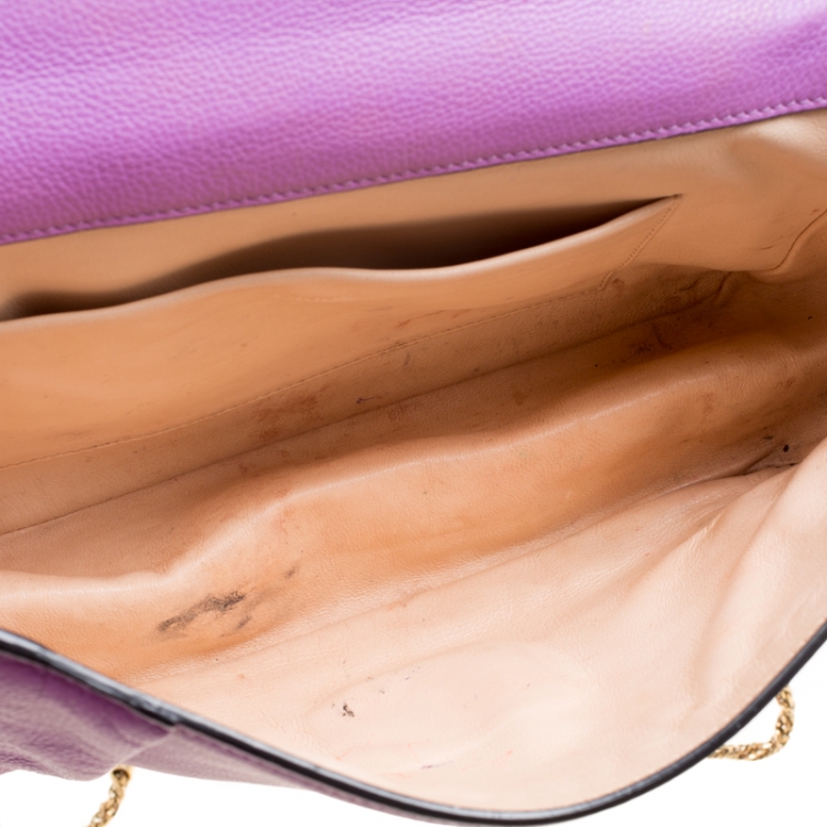 Pre Owned Chloe Purple Leather Medium Elsie Shoulder Bag