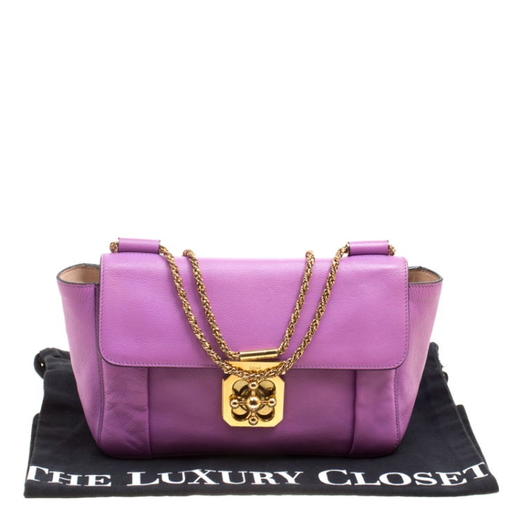 Pre Owned Chloe Purple Leather Medium Elsie Shoulder Bag