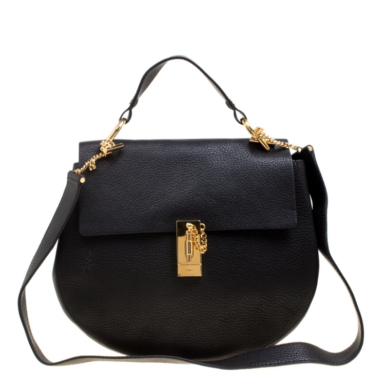 Pre Owned Chloe Black Leather Large Drew Shoulder Bag
