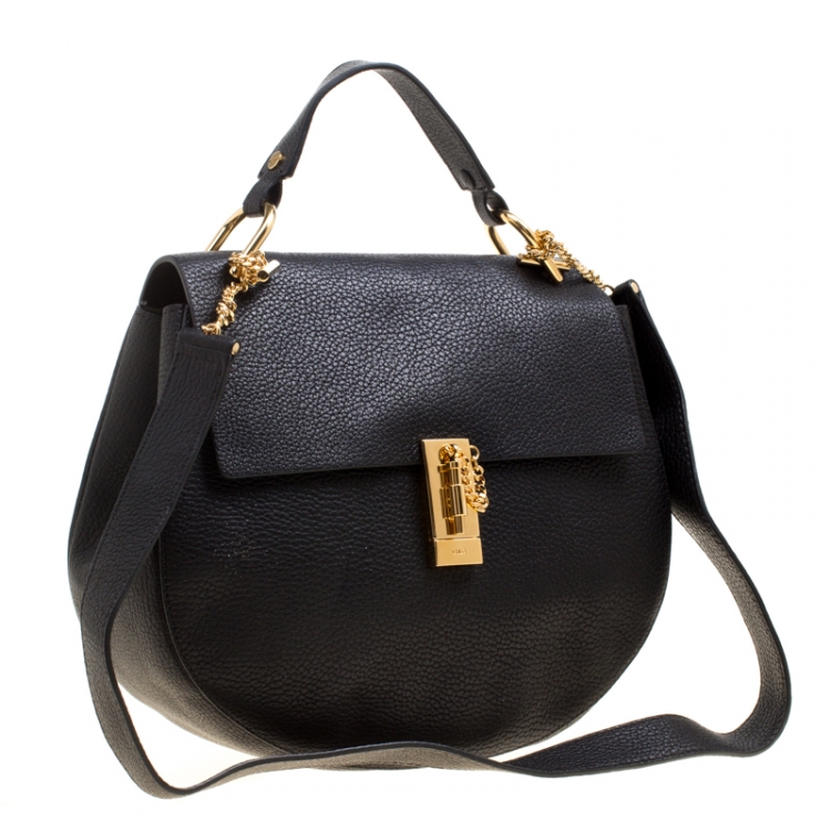 Pre Owned Chloe Black Leather Large Drew Shoulder Bag