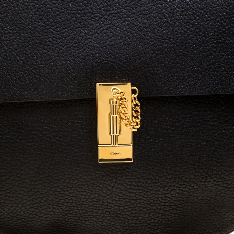 Pre Owned Chloe Black Leather Large Drew Shoulder Bag