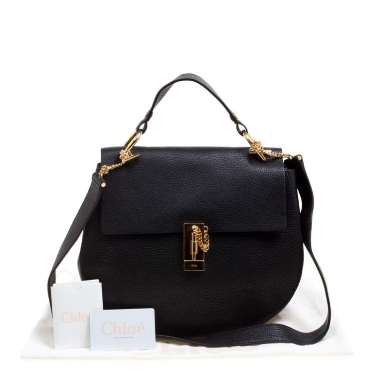 Pre Owned Chloe Black Leather Large Drew Shoulder Bag