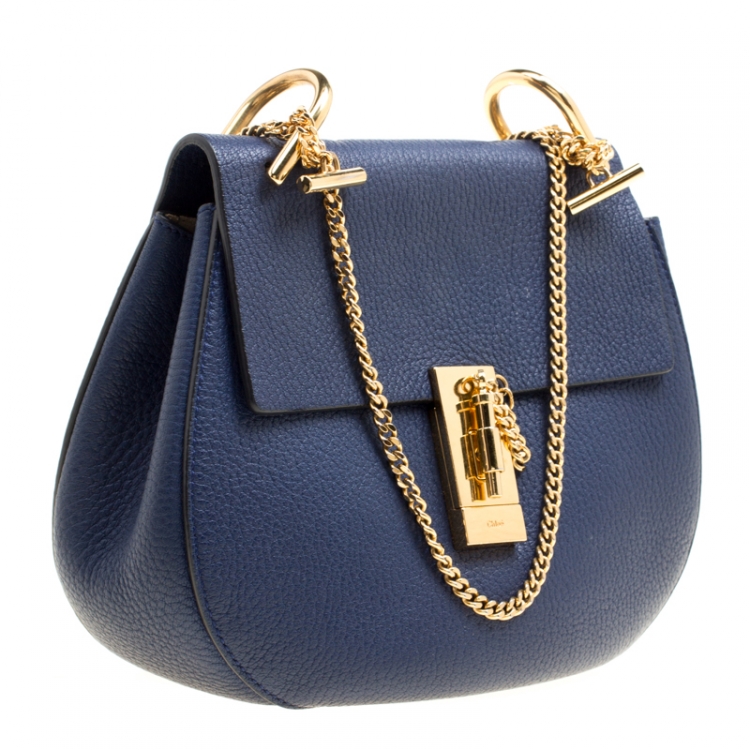 Pre Owned Chloe Blue Leather Medium Drew Shoulder Bag
