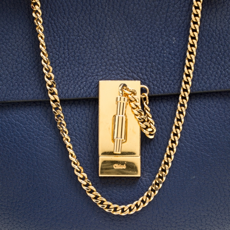 Pre Owned Chloe Blue Leather Medium Drew Shoulder Bag