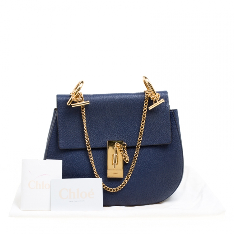 Pre Owned Chloe Blue Leather Medium Drew Shoulder Bag