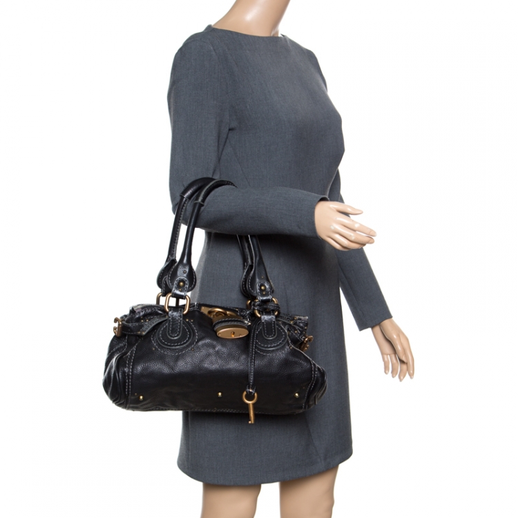Pre Owned Chloe Black Leather Medium Paddington Satchel
