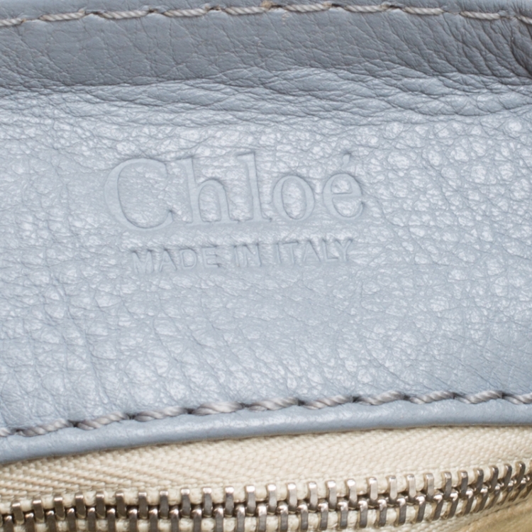 Pre Owned Chloe Pale Blue Leather Medium Paddington Satchel