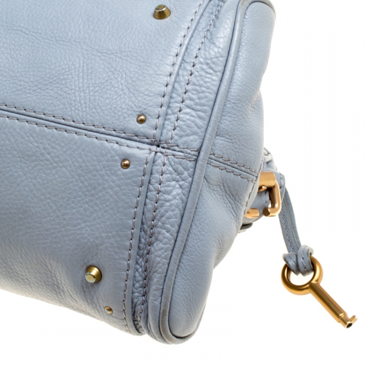 Pre Owned Chloe Pale Blue Leather Medium Paddington Satchel