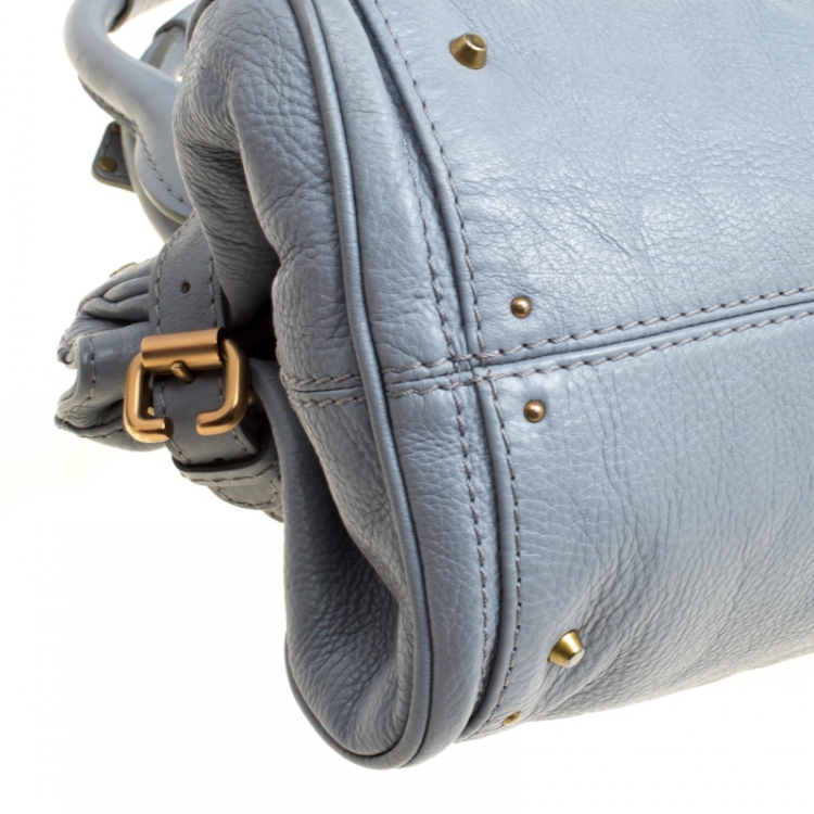 Pre Owned Chloe Pale Blue Leather Medium Paddington Satchel