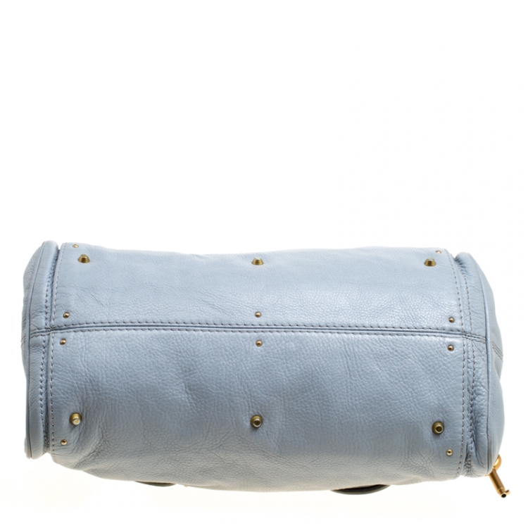 Pre Owned Chloe Pale Blue Leather Medium Paddington Satchel