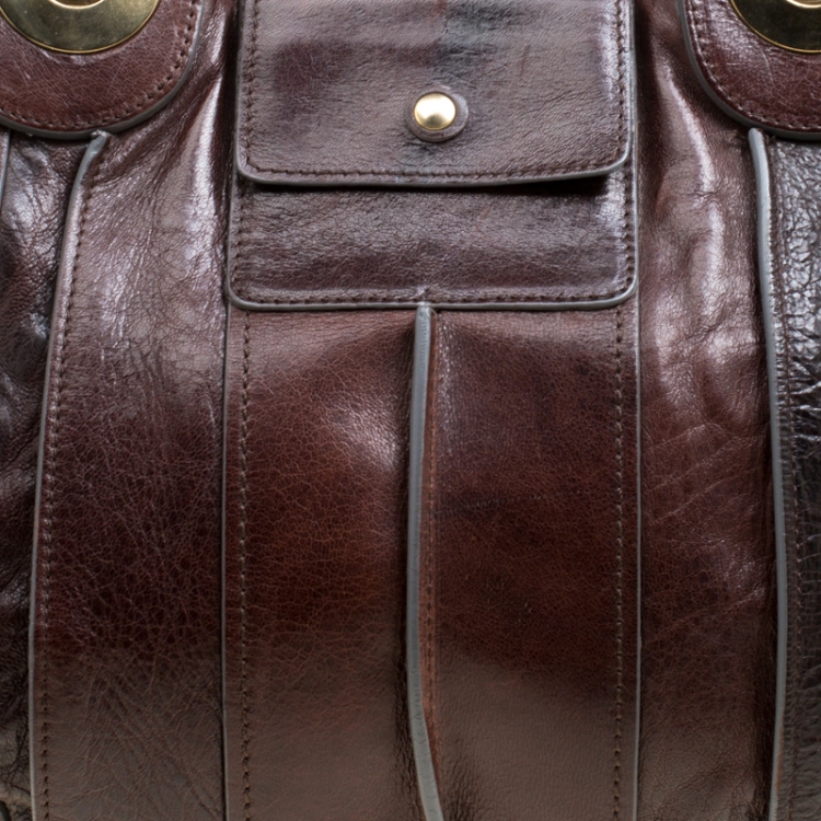 Pre Owned Chloe Brown Leather Heloise Drawstring Hobo