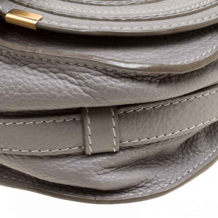 Pre Owned Chloe Grey Leather Mini Marcie Crossbody Bag