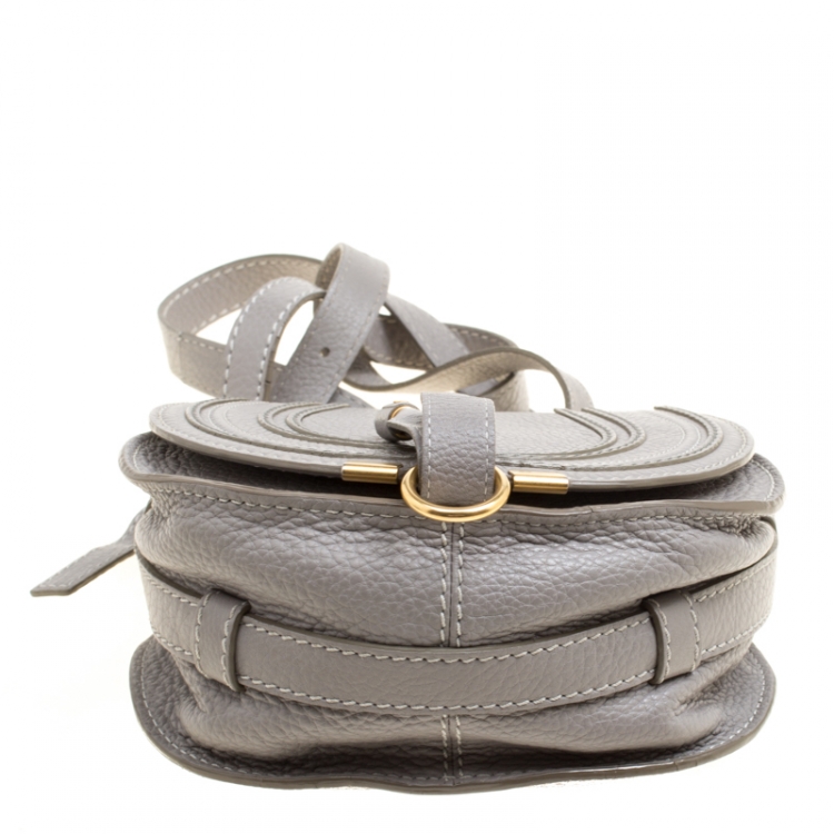 Pre Owned Chloe Grey Leather Mini Marcie Crossbody Bag