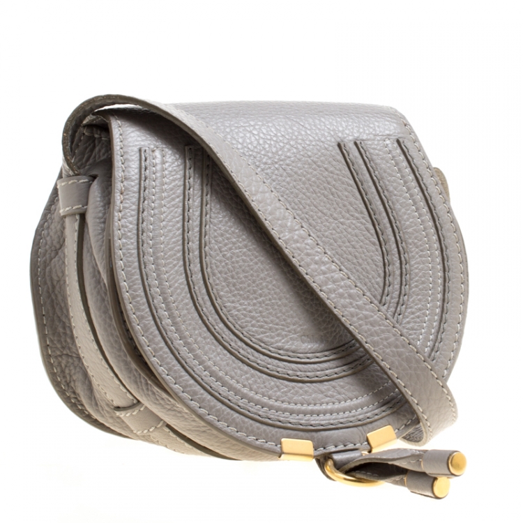 Pre Owned Chloe Grey Leather Mini Marcie Crossbody Bag