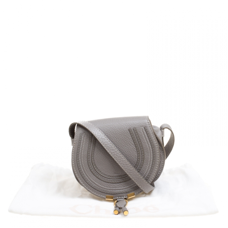 Pre Owned Chloe Grey Leather Mini Marcie Crossbody Bag