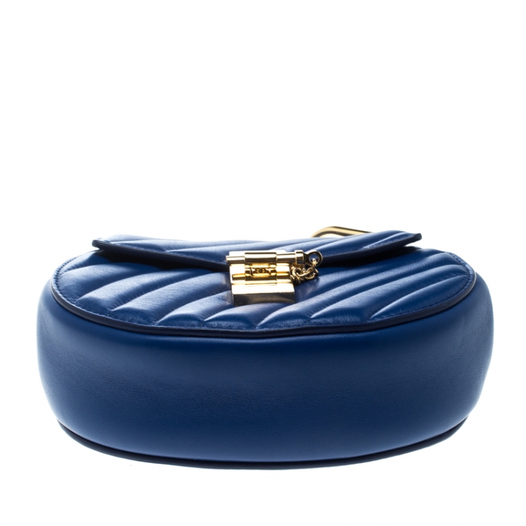 Pre Owned Chloe Blue Leather Mini Drew Bijou Shoulder Bag