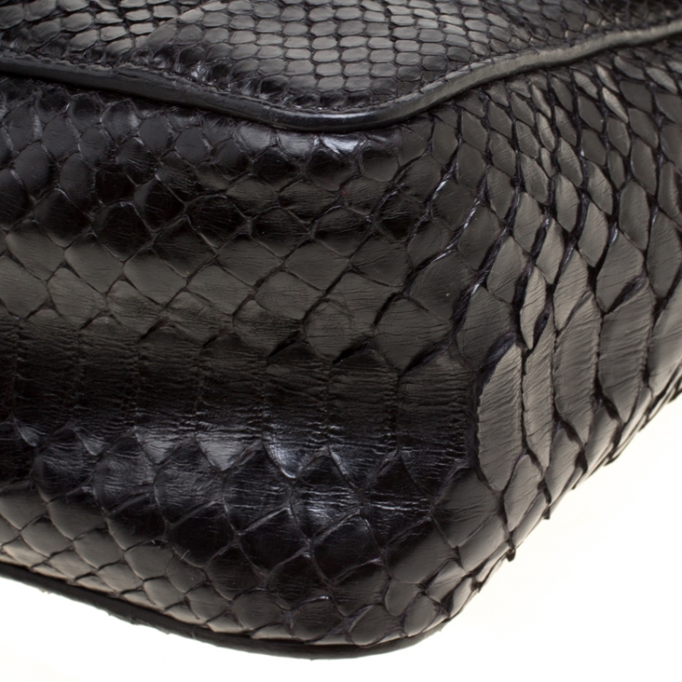 Pre Owned Chloe Black Python Leather Elsie Square Shoulder Bag