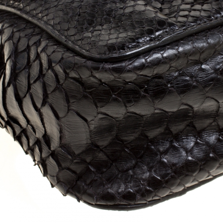 Pre Owned Chloe Black Python Leather Elsie Square Shoulder Bag
