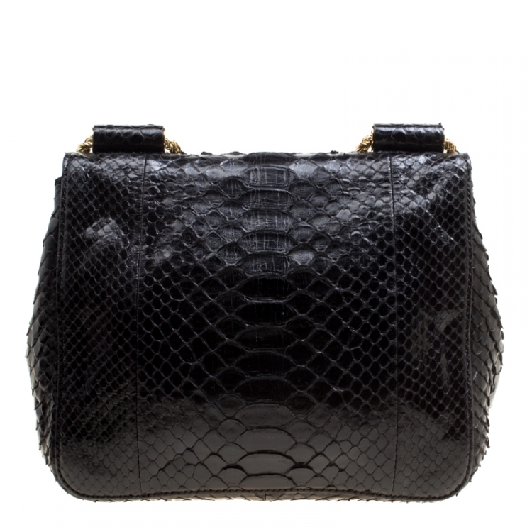 Pre Owned Chloe Black Python Leather Elsie Square Shoulder Bag