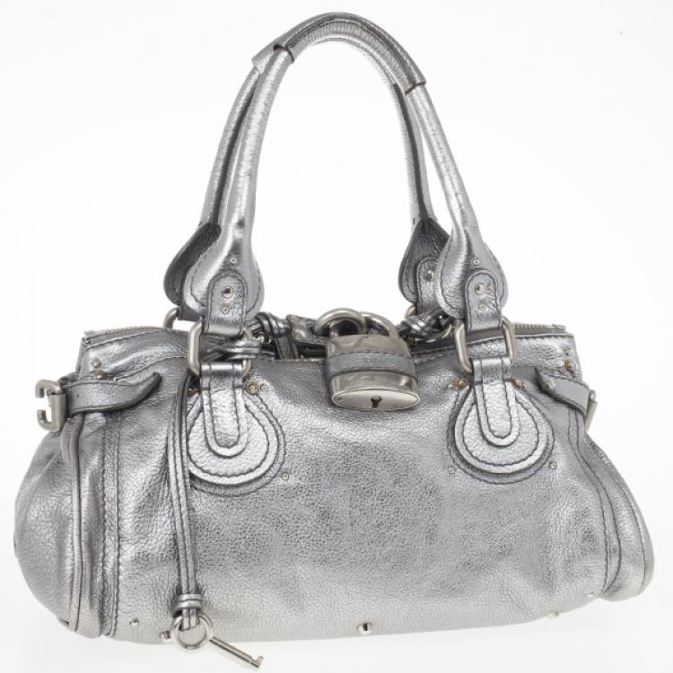 Pre Owned Chloe Silver Leather Paddington Satchel
