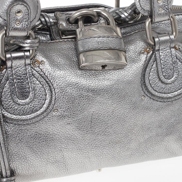 Pre Owned Chloe Silver Leather Paddington Satchel