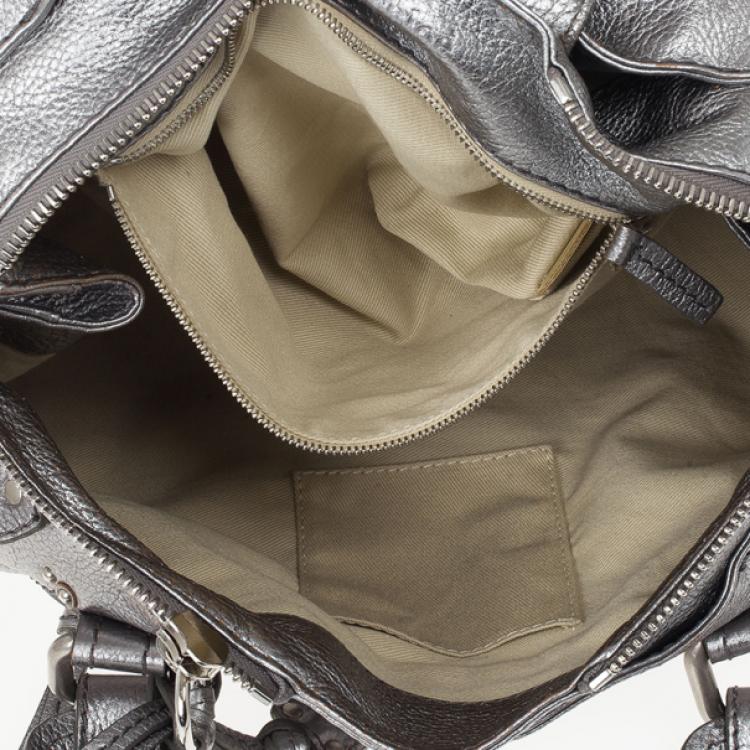 Pre Owned Chloe Silver Leather Paddington Satchel